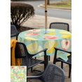 thumbnail image 5 of Outdoor Tablecloth with Umbrella Hole for Patio/Picnic/Party/Camping, Summer Fruit Waterproof Table Cloth Square Cover Washable, Spring Botanical Lemon Peach Green (54"x 54"), 5 of 8