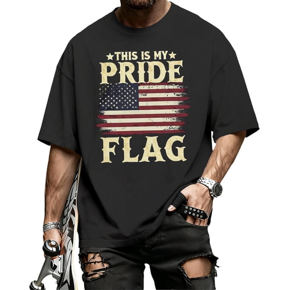 Ankishi This Is My Pride Flag American T-Shirt Patriotic Short Sleeve Crewneck Graphic Tees Men Loose Summer Clothes for Travel
