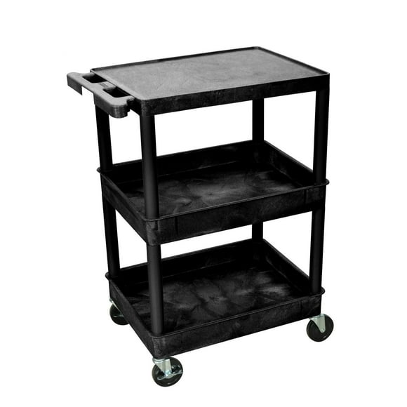 Luxor Flat Top and Tub Middle / Bottom Shelf Cart -Black