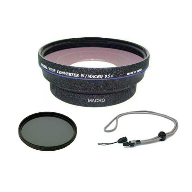 Kalmte Hick Vergelding Panasonic Lumix DMC-FZ300 (High Definition) 0.5x Wide Angle Lens With Macro  + 67mm Circular Polarizing Filter + Krusell Multidapt Neck Strap (Black  Finish) - Walmart.com