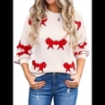 thumbnail image 1 of Suéter de Mujer Otoño 2025 - Jersey de Larga con Cuello Redondo, Jersey de Punto Oversize, Jersey Informal con Estampado Rojo L, 1 of 10
