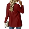 thumbnail image 3 of Women's Blazer Business Casual Lightweight Suit - Long Sleeve Slim Fit Work Office Jacket with Pockets Wine M, 3 of 5