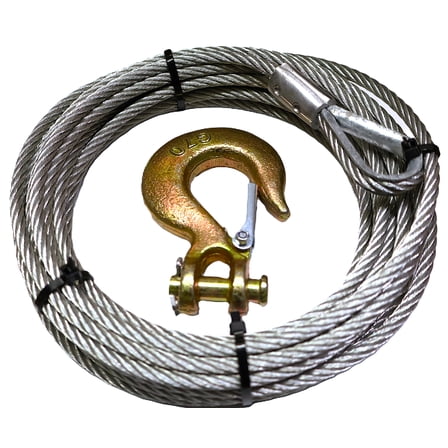 7/32" Boat Trailer Winch Cable, 25 ft – Upgrade from 3/16", Galvanized Steel w/ Hook