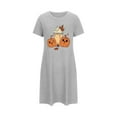 thumbnail image 2 of Sakmal Short Moo Moos for Women Comfy Gray Halloween Plus Size House Dress Pumpkin Print Short Sleeve Nightgowns for Women, 2 of 5