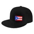 thumbnail image 1 of DouZhe Flat Brim Cap Snapback Hat, Puerto Rico Flag Prints Adjustable Black Adult Baseball Cap, 1 of 6
