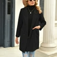 thumbnail image 2 of Women Overcoat Double Breasted Turn Down Collar Notched Neckline Fashionable Pockets Overcoat Black XL, 2 of 5