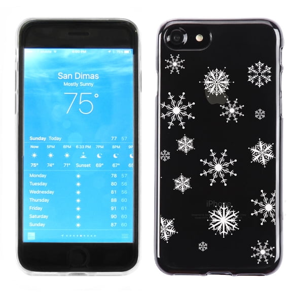 One Tough Shield ® Slim-Fit Premium Transparent TPU Phone Case for Apple iPhone 7 - Snowflakes White