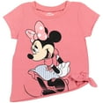 thumbnail image 3 of Disney Minnie Mouse Toddler Girls T-Shirt and Chambray Shorts Outfit Set Coral / Blue Pin Stripes Bows 4T, 3 of 5