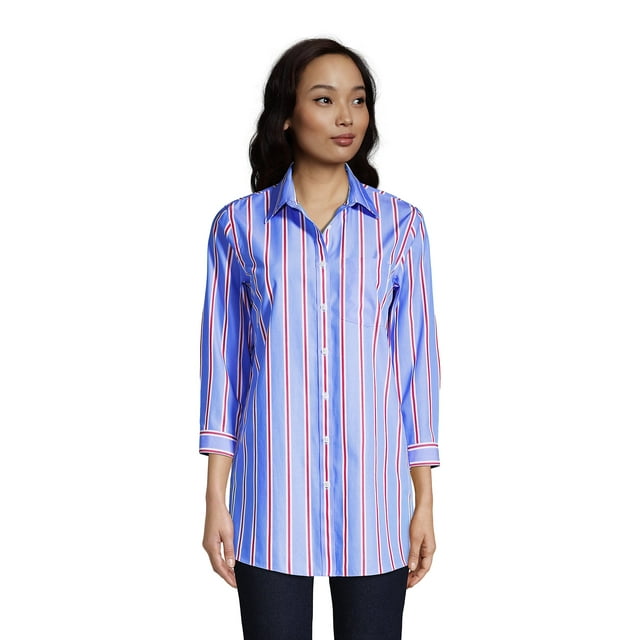Lands' End Women's Wrinkle Free No Iron 3/4 Sleeve Tunic Top