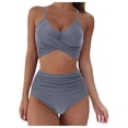 thumbnail image 2 of Women's High Waist Solid Print Bikini Set S-XL, 2 of 7