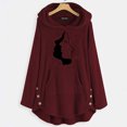 thumbnail image 2 of Blusa de mujer Botón de moda Tops de felpa con capucha con bolsillo Tops de invierno sueltos Pompotops FGAJ22829, 2 of 6