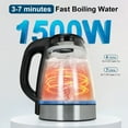 thumbnail image 3 of 1500W Electric Kettle with Temperature Control - 6-Temp Presets for Tea/Coffee, Double Wall Cool-Touch, 4H Keep Warm, 1.7L Borosilicate Glass & BPA-Free, Fast Boil for Home/Office, 3 of 5