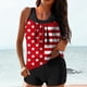 thumbnail image 1 of Trajes de baño Tankini Amzcrzy para mujer, trajes de baño, trajes de baño, bikini, traje de baño de dos piezas con estampado del Día de la Independencia, cintura alta y conservador, multicolor, S, 1 of 6