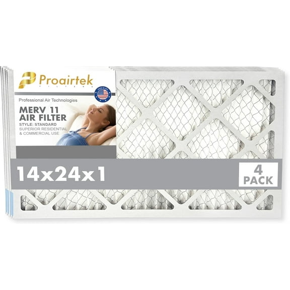 Proairtek AF14241M11SWH Model 14x24x1 Pack of 4 Air Filters, MERV 11; Ideal for Anyone Wanting Clean, Crisp Air in Their Home