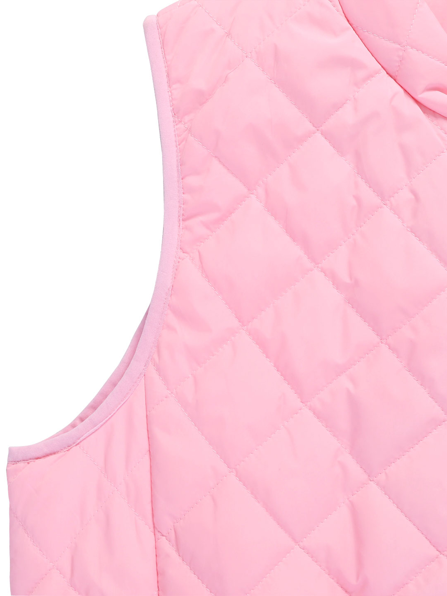 DARING DIVA Women's Zip Stand Collar Quilted Padded Vest L Pink