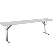 Maklaine 18x96" Plastic Heavy Duty Seminar Folding Table in Speckled Gray