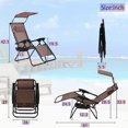 thumbnail image 7 of Dkeli Zero Gravity Chair Set of 2 Patio Chairs Lounge Chair Outdoor Folding Recliner with Canopy Sunshade and Cup Holder Reclining Chairs for Beach Garden Lawn Pool Camping, Brown, 7 of 7