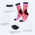 thumbnail image 3 of Vibrant Flower Pattern Socks - 2 Pairs of Unisex Trendy Socks with Pink & Red Floral Design on Black Background - Four Seasons Universal, 3 of 5
