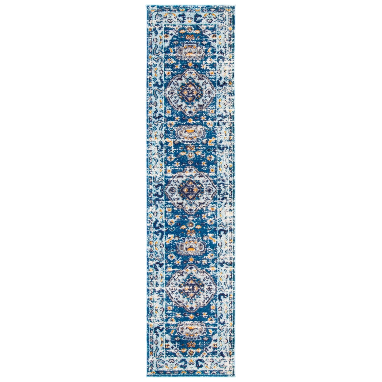 SAFAVIEH Madison Trenton Vintage Traditional Area Rug, Dark Blue/Light Blue, 6'7" Square