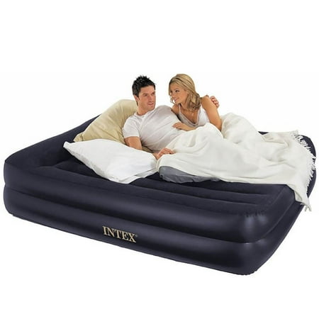 Intex 67701E Pillow Rest Air Bed Mattress w/Built In Air Pump & Pillow, Queen