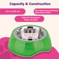 thumbnail image 4 of Happinesque 2Pc Stainless Steel Dog & Cat Bowls with Pellucid Plastic, Anti Skid, Non Tip, 4 Cups (Green), 4 of 7