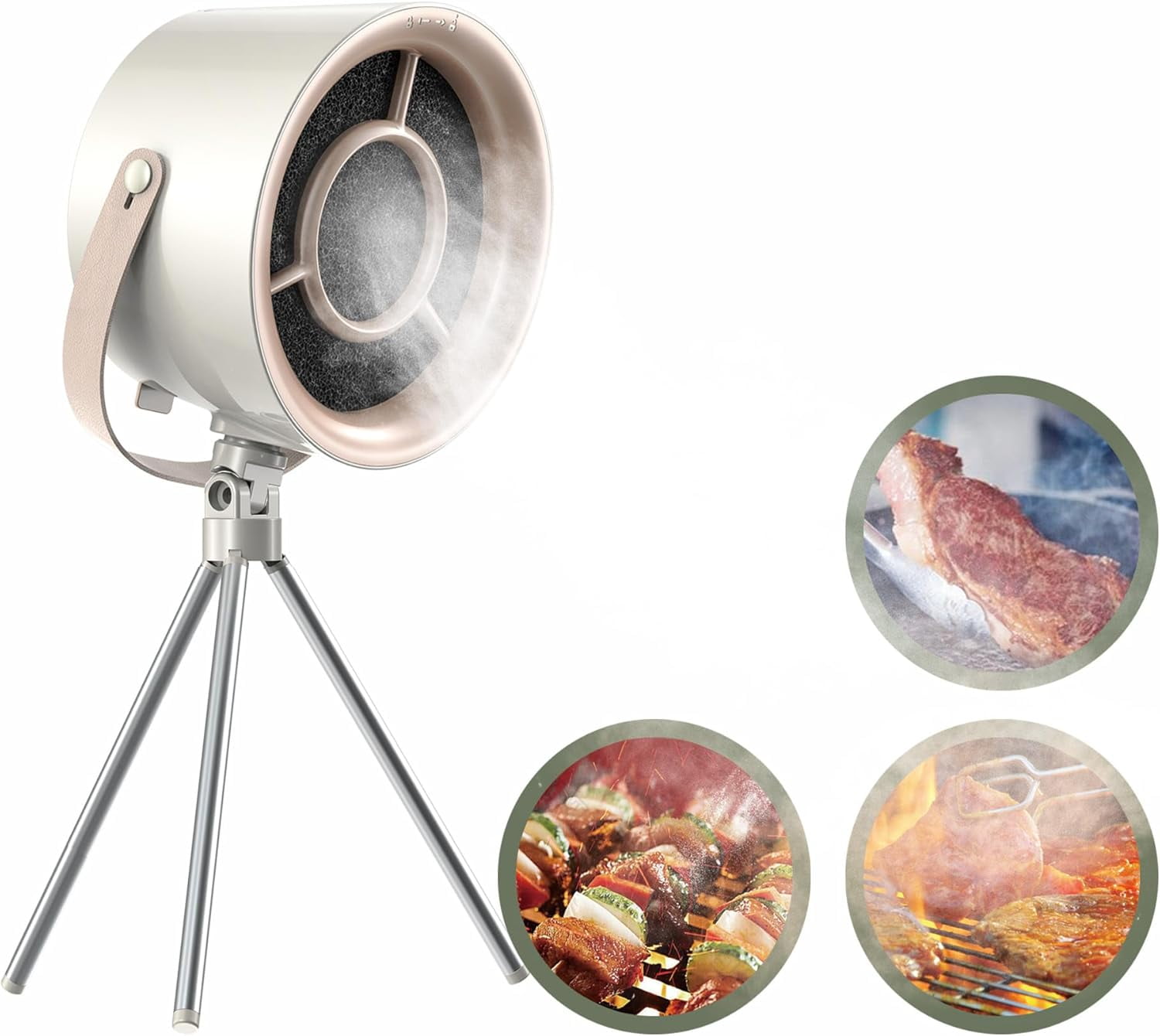 Portable Range Hood for Cooking,Minor Desktop Range Hoods,Portable Exhaust Fan for Indoor or Outdoor Cooking,Removable and Washable Exhaust Fans with 3 Wind Speeds, milky