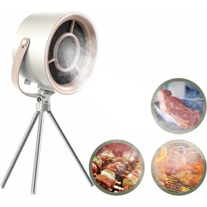 Hotte Portable pour la Cuisine,Hottes Mini Desktop, Eventail Portable d'échappement pour la cuisine intérieure ou extérieure, Eventasil amovible et lavable avec 3 Vitesses du vent, laiteux