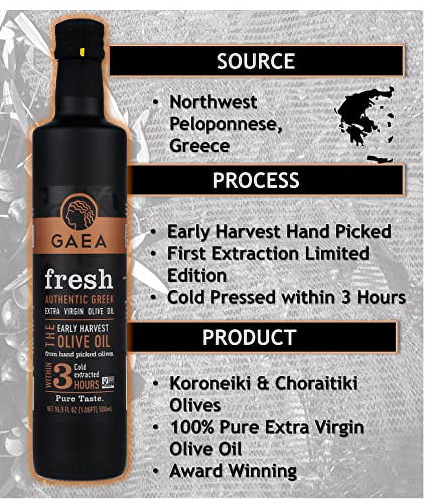 Gaea Greek Fresh Special Reserve Extra Virgin Olive Oil | First Cold Pressed Limited Edition | Non-GMO | Robust Flavor Perfect for Dressings |16.9oz (Pack of 1)