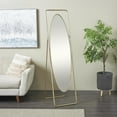 thumbnail image 2 of DecMode 17" x 66" Gold Metal Geometric Oval Floor Mirror with Rectangular Frame and Stand, 2 of 9