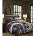 thumbnail image 1 of Royal Blue & Beige Patterned Egyptian Cotton Bedding, 1 of 8