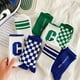 thumbnail image 3 of Calcetines deportivos para estudiantes con diseño de tablero de ajedrez en color azul Klein C, calcetines para parejas, calcetines para hombre, 3 of 6