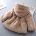 thumbnail image 2 of Gibobby Chamarra niñaChaqueta para niñas pequeñas, moda de otoño e invierno, chaquetas con capucha y cuello de lana para niños pequeños, chaquetas de lan(Caqui, 12-13 Años), 2 of 5