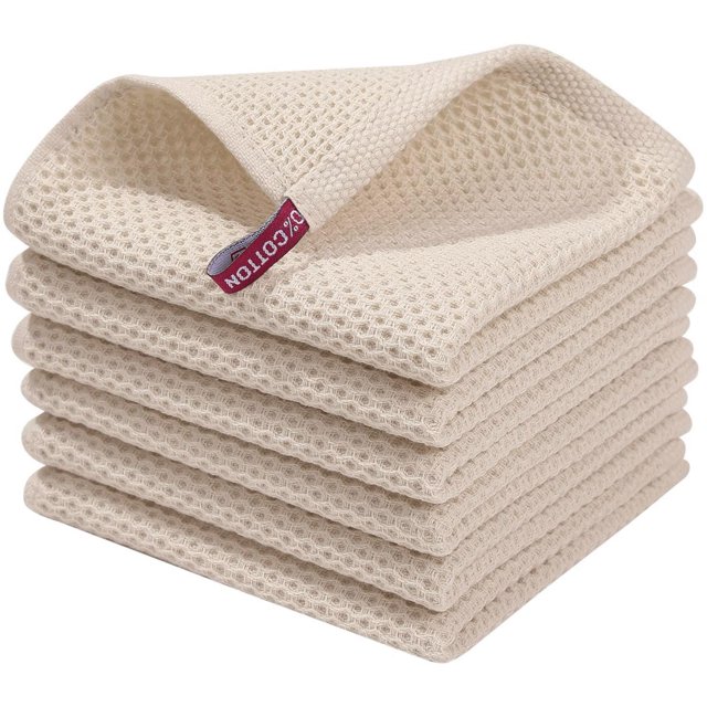 Paños de cocina Homaxy Waffle Weave, 100% algodón, paquete de 6