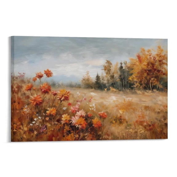 Vintage Wildflower Wall Art Retro Botanical Floral Posters Prints Country Fall Landscape Paintings Flowers Pictures Wall Decor for Living Room Bedroom Bathroom Art Framed