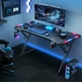 thumbnail image 6 of HLDIRECT 47 inch Gaming Desk with LED, Ergonomic Game Table, Computer Desk for Adults, Black, 6 of 6