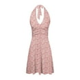 thumbnail image 5 of Women Summer Sleeveless Neck Lady Summer Dress Spring Boho Floral with Linen Dress for Women Summer Pocket Elastic Waist Ruffle Womens Dress Mini Dresses, 5 of 5