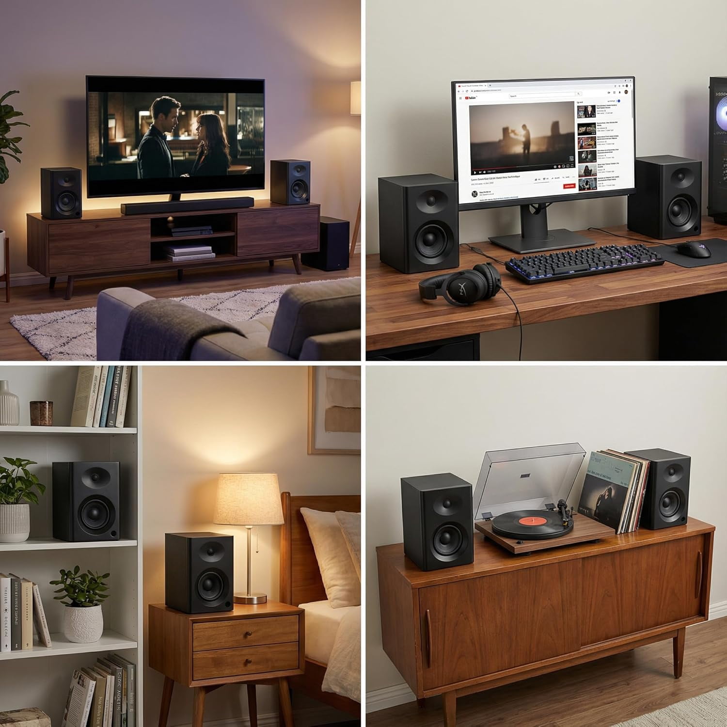 Computer Speakers for Desktop PC,  Bluetooth Surround Sound Speakers with Bass, Compact Powered Bookshelf Speakers for Office, Monitors, Laptop, Gaming, TV,