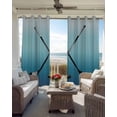 thumbnail image 4 of Blue Ombre Blackout Curtains, Light Blocking Print Window Curtains, Black Hockey Sticks Minimalist Style Thermal Insulated Window Drapes for Living Room Kitchen Cafe 2 Panels, 84"W x 84"L, 4 of 9