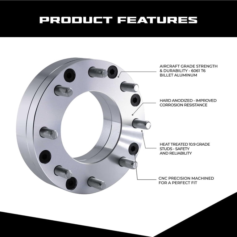 Botrak 8 Lug to 10 Lug 2 Inch 8X170 to 10X285 22.5' 24.5' Dual Wheel Spacer Adapter for Ford F250 F350 Dually Rear Wheels Botrak 8 Lug to 10 Lug 2 Inch 8X170 to 10X285 22.5' 24.5' Dual Wheel Spacer Adapter for Ford F250 F350 Dually Rear Wheels