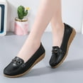 thumbnail image 2 of Wedge Slip on Penny Loafers for Women Ladies Classic Leather Casual Mid Heels Walking Boat Dress Shoes, 2 of 4
