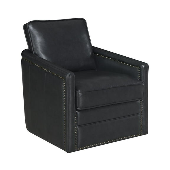 ACME Rocha Swivel Chair W/Glider, Black Leather Aire