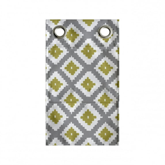 Geometric Hanging Pocket Organizer, Repetitive Simplistic Abstract Rhomb Check Pattern in Bicolour Design, Printed Polyester Storage Bag with Pockets, 9" x 27", Dimgray Khaki White