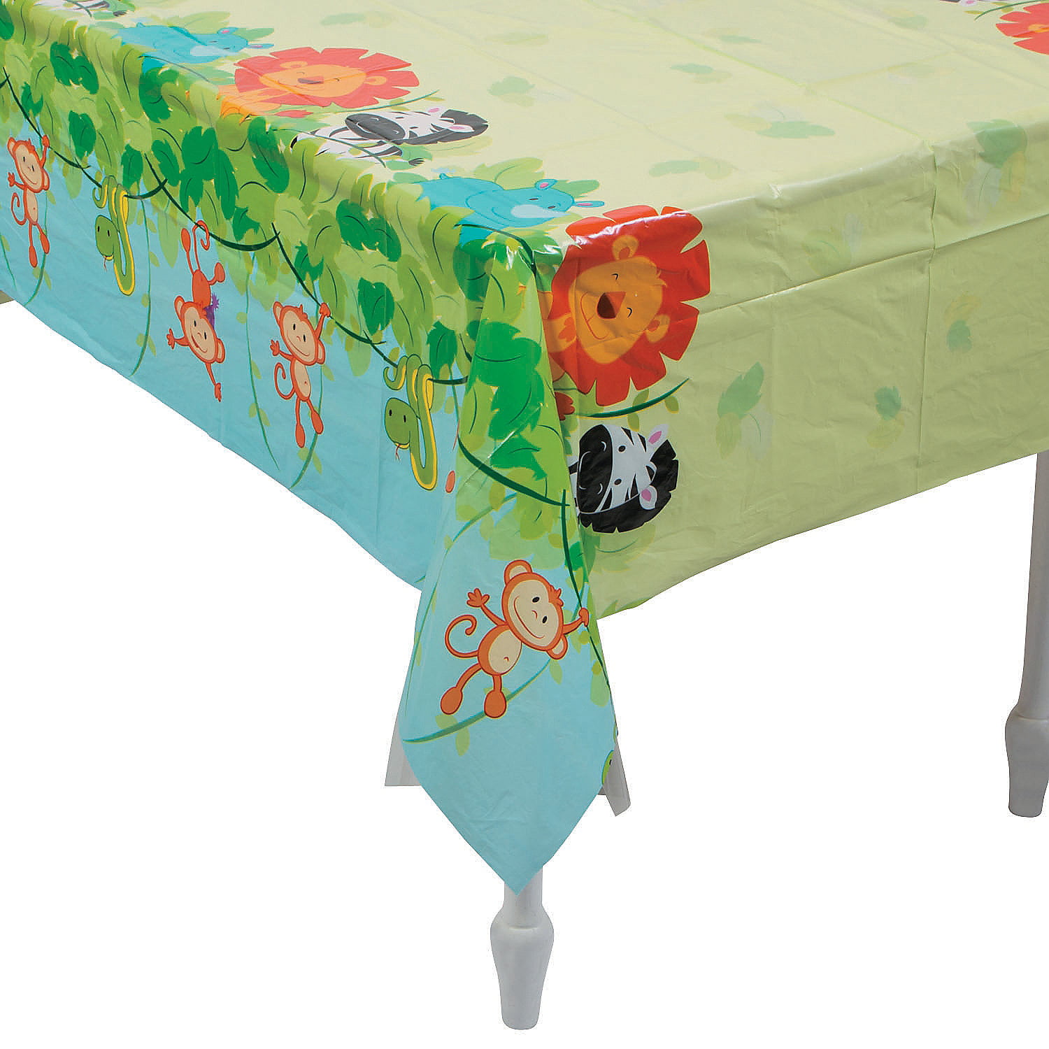 Oojami 4 Pack of Zoo Jungle Animal Plastic Table Covers 54 x 108 