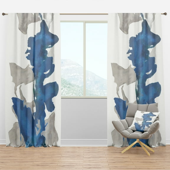 Designart 'Gouache Blue Sapphire on Gray VI' Modern Blackout Curtain Panel