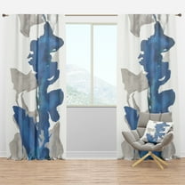Designart 'Gouache Blue Sapphire on Gray VI' Modern Blackout Curtain Panel