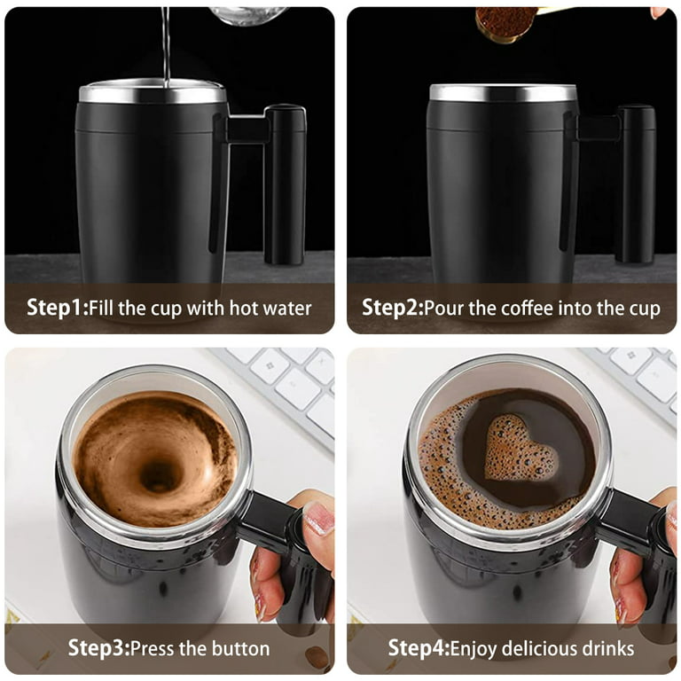 Austok Self Stirring Coffee Mug,Electric Stainless Steel Automatic Mixing Cup,USB Rechargeable Self Stirring Coffee Mug,Portable Self Mixing Coffee