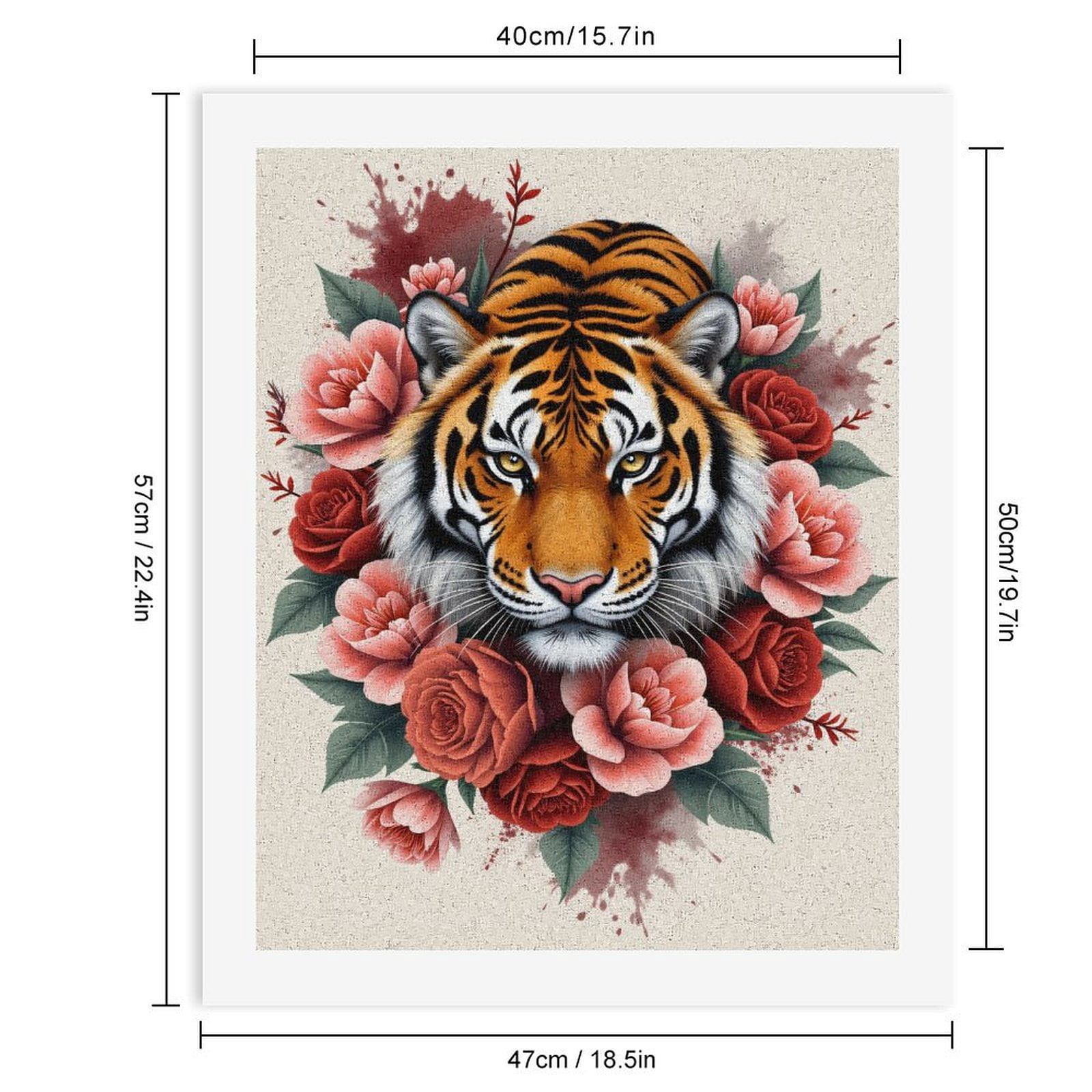 Paint By Numbers Kit for Adults Beginner - DIY Tiger Flowers Art Print Canvas Painting Kits for Adults, Frameless Paint By Number for Adults for Home Wall Decor 16x20 Inch