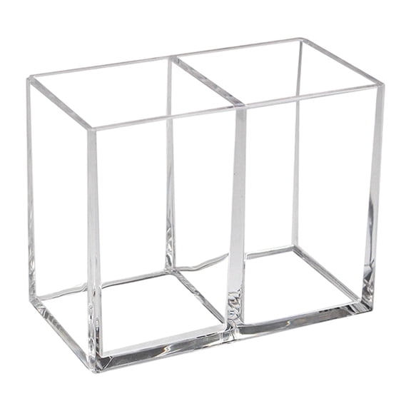 Kilougeis Student Essentials Acrylic Pen Holder for Desk,2 Compartments Clear Makeup Brush Holder Organizer,Pen Cup for Pencil Marker