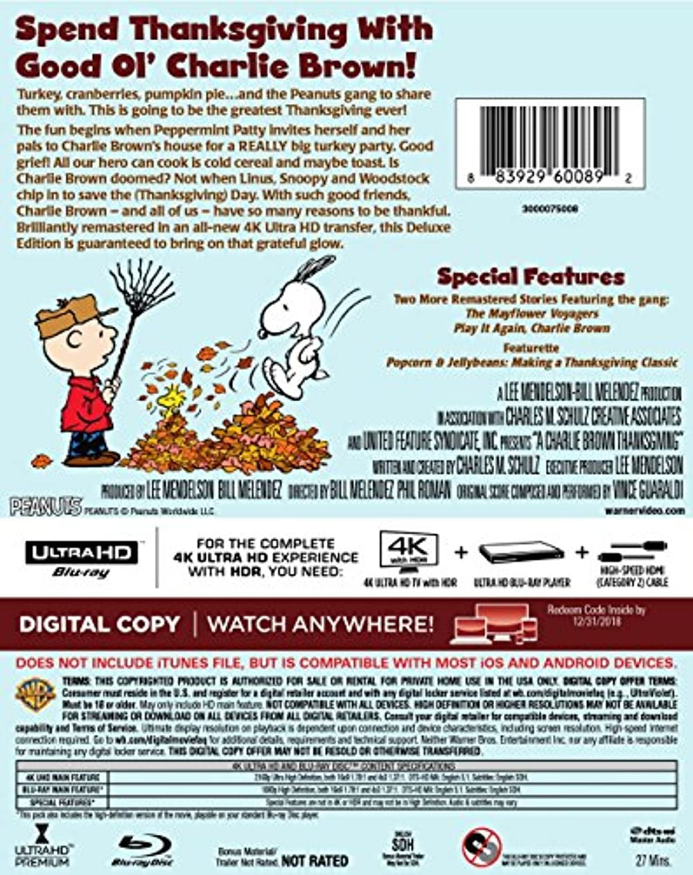 A Charlie Brown Thanksgiving Dvd Cover
