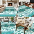 thumbnail image 5 of Turquoise Boho Area Rugs 5'x8', Washable Small Throw Rugs for Classroom Bedroom, Southwest Aztec Tropical Tree Animals Motifs Indoor Outdoor Rug Non-Slip Low Pile Carpet Runner Reversible Floor Mats, 5 of 8